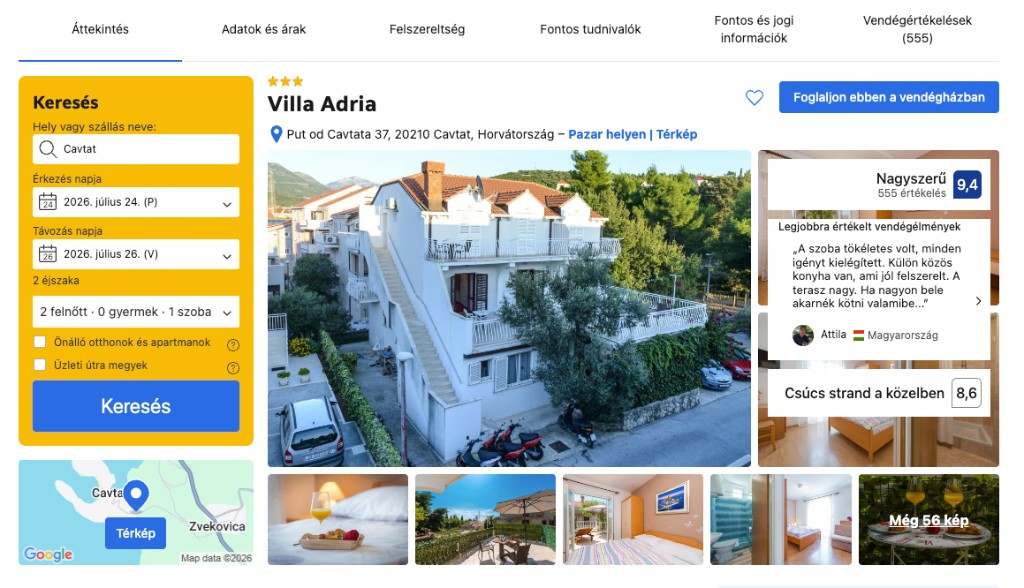 Villa Adria vendégház Cavtat